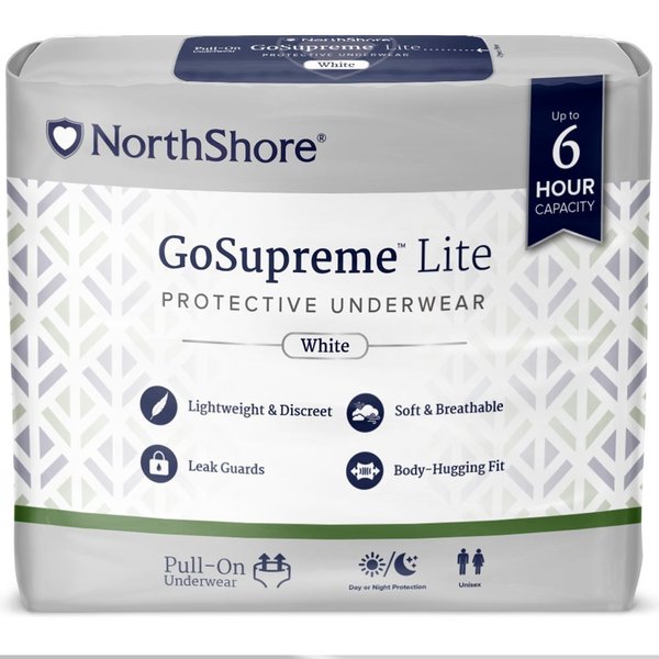 Northshore GoSupreme LITE Pull-On Underwear, White, Large, 36"-48", 14PK 1371